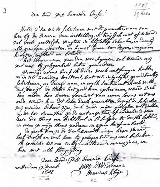 Brief van de Kleijn, missieprefect, aan Verhoeckx