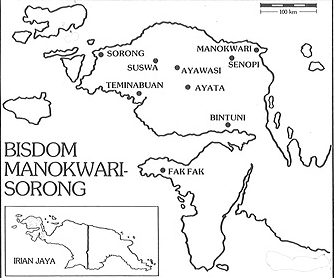 kaartje Papua-Barat, indeling bisdom